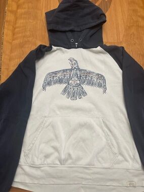 Vintage- Denim & Supply Ralph Lauren Navy and Cream Hooded Sweatshirt